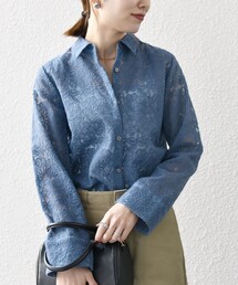 ブラウス シャツ コットンフラワーエンブロイダリーレースシャツ パンチング刺繍レース（スカラップ）レースシアーシャツ レディース SHIPS any ブラウス シャツ any:「手洗い可能」フラワーレース