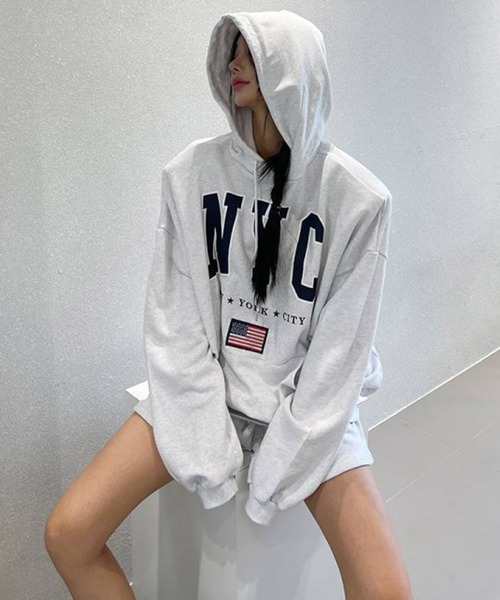 Revo. パーカー 「KOREAN SELECT」NYC 星条旗 ロゴプリント 裏起毛