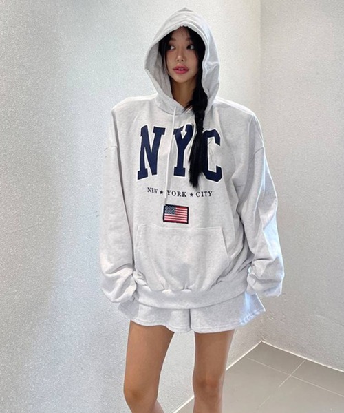 Revo. パーカー 「KOREAN SELECT」NYC 星条旗 ロゴプリント 裏起毛