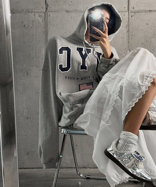 Revo. パーカー 「KOREAN SELECT」NYC 星条旗 ロゴプリント 裏