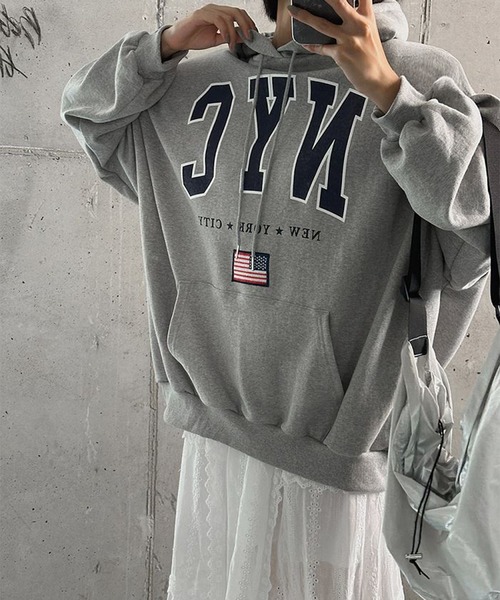 Revo. パーカー 「KOREAN SELECT」NYC 星条旗 ロゴプリント 裏