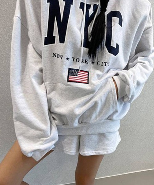 Revo. パーカー 「KOREAN SELECT」NYC 星条旗 ロゴプリント 裏