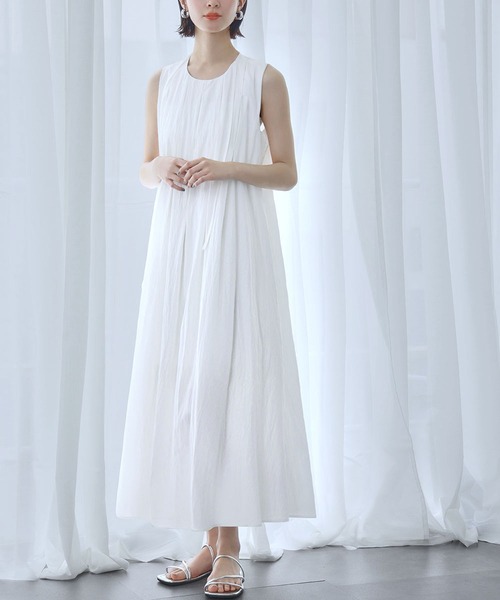 美品！archivio ノースリーブワンピース ホワイト LOWO ワンピース ノースリーブAラインワンピース : ZOZOTOWN