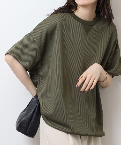 tシャツ 無地 テレコリブ ワイド ワッフル 半袖Tシャツ メンズ レディース | ブランド登録なし