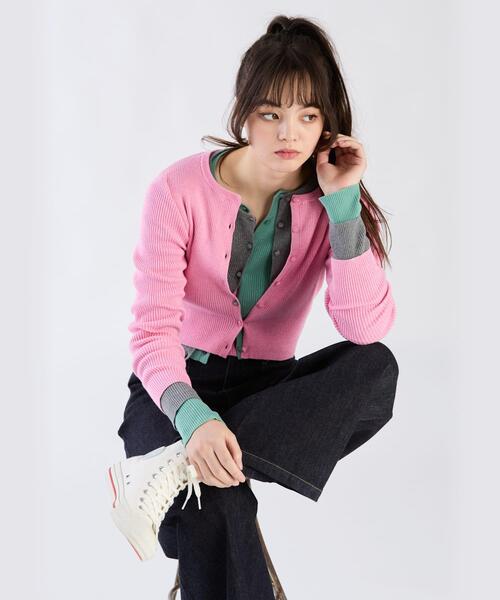 To b. by agnes カーディガン コットンリブカーディガン レディース