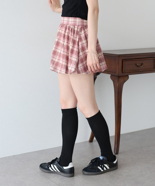 MARS 花柄チェック バルーンミニスカート BLUEEAST スカート チェック柄バルーンミニスカート : ZOZOTOWN