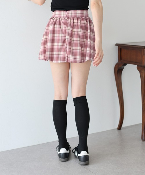 BLUEEAST スカート チェック柄バルーンミニスカート : ZOZOTOWN