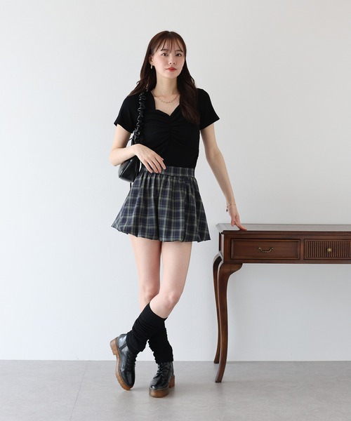 BLUEEAST スカート チェック柄バルーンミニスカート : ZOZOTOWN