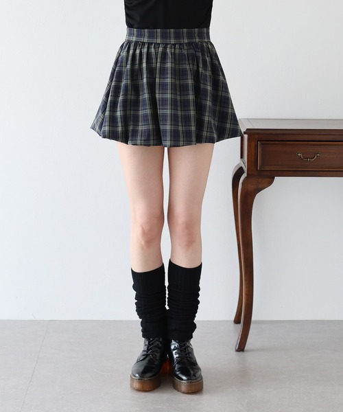 BLUEEAST スカート チェック柄バルーンミニスカート : ZOZOTOWN