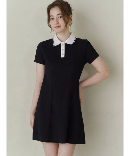 CALNAMUR ワンピース BACK OPEN POLO OP/バックオープンポロ