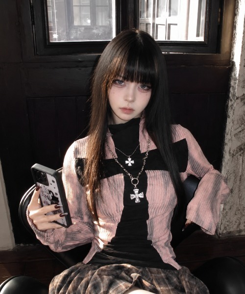 ViViDAY tシャツ 「春新色追加」十字架長袖tシャツ レディース