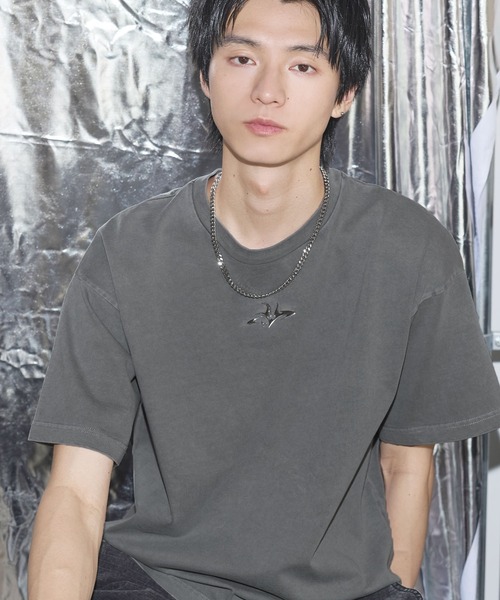 短丈　ボックスシルエット　シャツ tシャツ ヴィンテージライクボックスシルエット短丈プリントT