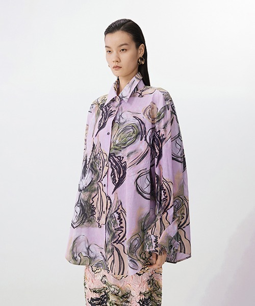 ブラウス シャツ Abstract Bloom Stripe Shirt / ストライプシャツ レディース メンズ