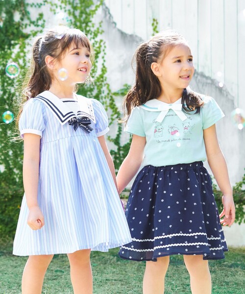 any FAM スカート ネコ×ドット キッズ 子供服 女の子 : ZOZOTOWN