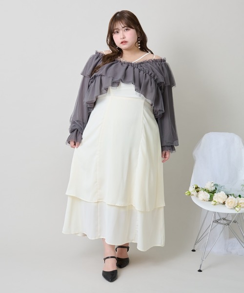ルオシー Louiosy マルチウェイスリーブティアードワンピース　4L 大きいサイズ】マルチウェイスリーブティアードワンピース