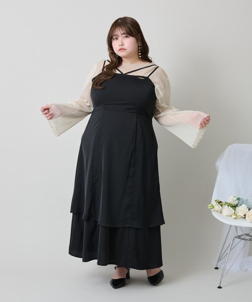 louiosy ルオシー LL キャミソールフレアワンピース Louiosy 「Louiosy」 キャミソールワンピース 4L ブラック