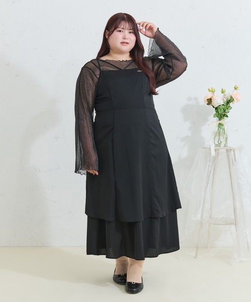 ルオシー　Louiosy ワンピース　XLサイズ Louiosy】【大きいサイズ】ベルト付きジャケット風ワンピース