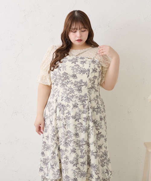 Louiosy ワンピース 「大きいサイズ」プレート付きティアード