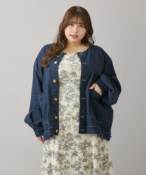 Louiosy ワンピース 「大きいサイズ」プレート付きティアード