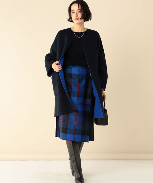 【新品未使用タグ付】 NOLLEY'S 水色 ウール混合 ハーフコート 38 NOLLEY'S（ノーリーズ）の「◇【WEB限定】チェスターダブルリバー