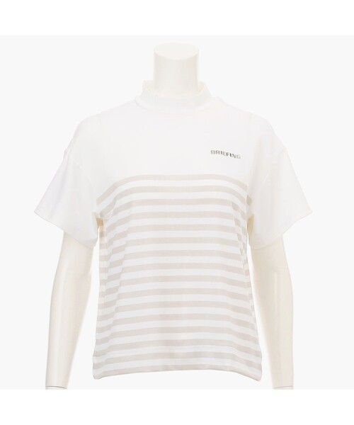 tシャツ 「BRIEFING GOLF／ブリーフィングゴルフ」WOMEN’S SHADOW STRIPE HIGHNECK （リラックスフィット） レ BRIEFING tシャツ 「BRIEFING GOLF／ブリーフィングゴルフ