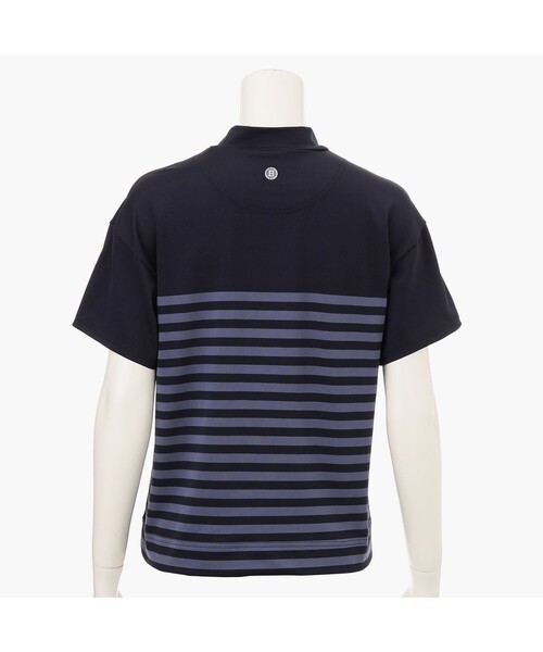 tシャツ 「BRIEFING GOLF／ブリーフィングゴルフ」WOMEN’S SHADOW STRIPE HIGHNECK （リラックスフィット） レ BRIEFING tシャツ 「BRIEFING GOLF／ブリーフィングゴルフ