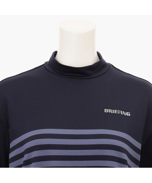 tシャツ 「BRIEFING GOLF／ブリーフィングゴルフ」WOMEN’S SHADOW STRIPE HIGHNECK （リラックスフィット） レ BRIEFING tシャツ 「BRIEFING GOLF／ブリーフィングゴルフ