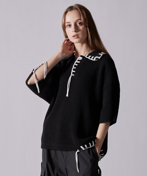 FR2GOLF 半袖ニット XLサイズ ブラック CLEL（クレイル） ポロシャツ 半袖 メンズ レディース : ZOZOTOWN