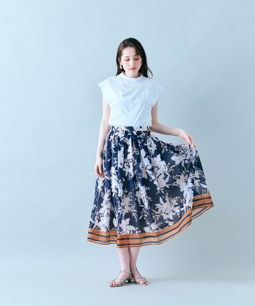 Audie a Muses（オーディア ミューズ） スカート フラワー×ボーダー