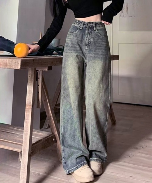 [Miniministore] обработка Denim брюки M голубой женский 