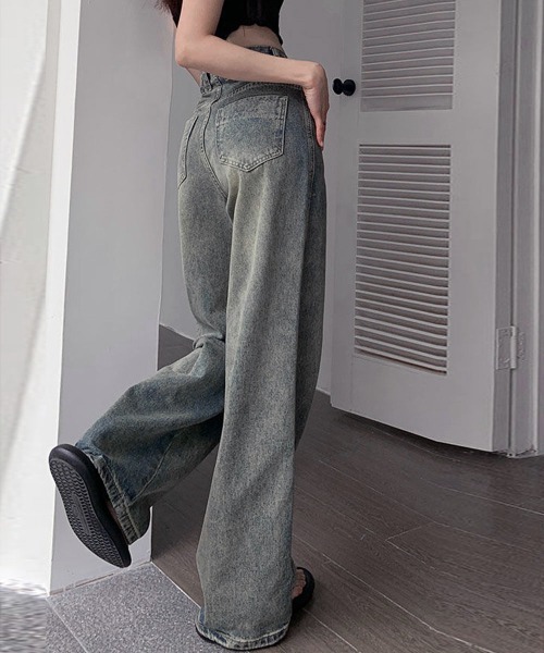 [Miniministore] обработка Denim брюки M голубой женский 