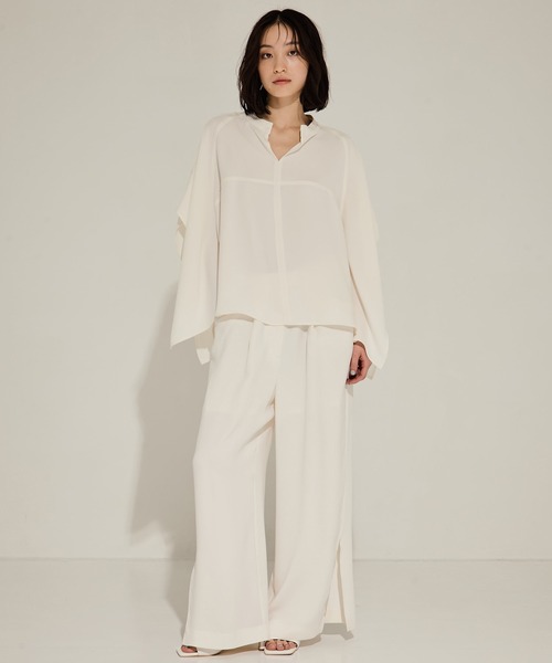 ブラウス シャツ 「STUDIOUS/ステュディオス」BACK SATIN DRAPE BLOUSE/バックサテンドレープブラウス レディース STUDIOUS ブラウス シャツ 「STUDIOUS/ステュディオス」BACK