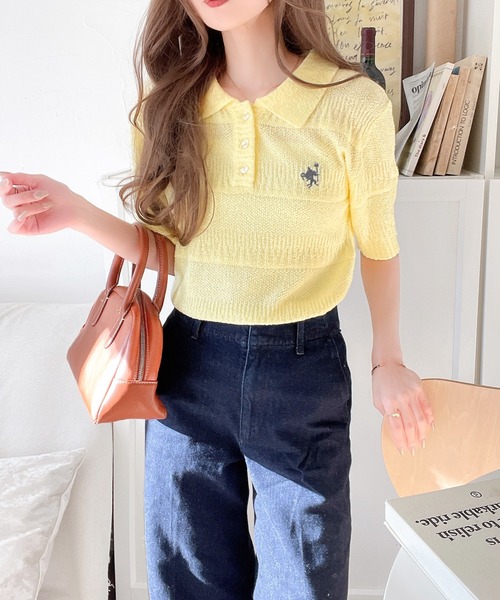 「classicalelf」 半袖ポロシャツ LARGE チャコール レディース