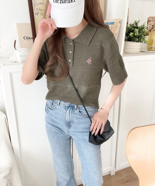 「classicalelf」 半袖ポロシャツ LARGE チャコール レディース