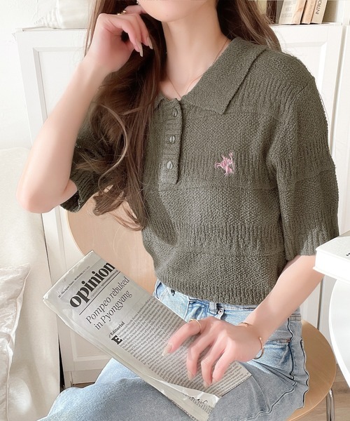 「classicalelf」 半袖ポロシャツ LARGE チャコール レディース