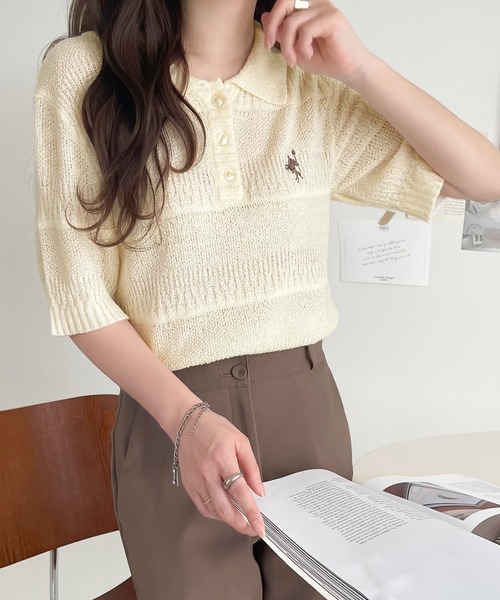 「classicalelf」 半袖ポロシャツ LARGE チャコール レディース
