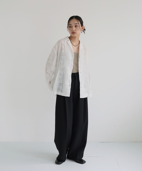 hellam（ヘラム） ブラウス シャツ カットワークレースシャツ