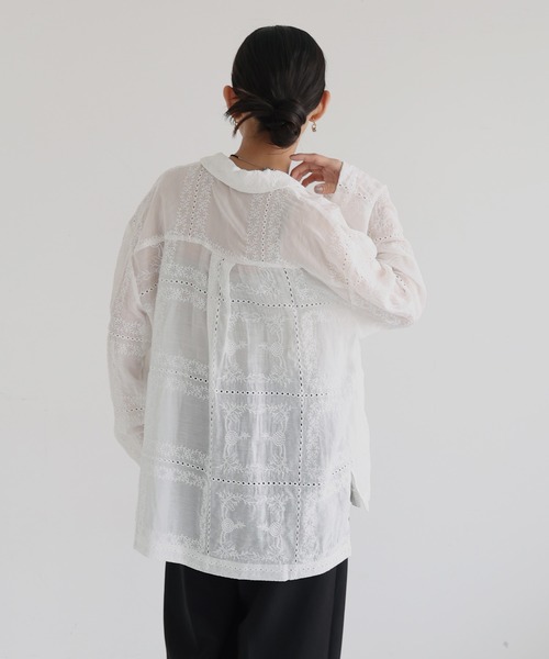 hellam（ヘラム） ブラウス シャツ カットワークレースシャツ