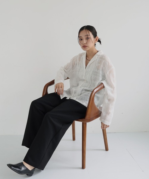 hellam（ヘラム） ブラウス シャツ カットワークレースシャツ