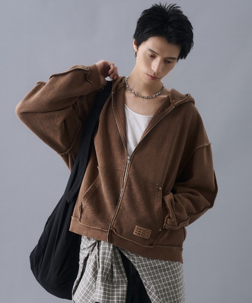 PLAN To パーカー Vintage Design Double Zip Hoodie / ヴィンテージ