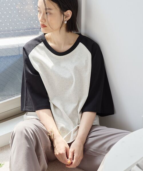 ラグラン様 AMERICAN HOLIC tシャツ ラグラン配色7分袖プルオーバー