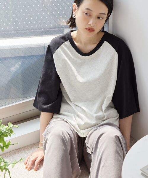 ラグラン様 AMERICAN HOLIC tシャツ ラグラン配色7分袖プルオーバー