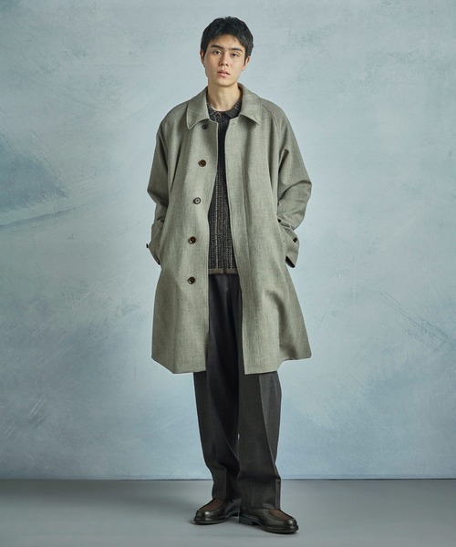 メンズビギ（MEN’S BIGI）/ヘリンボーンダブルクロス ステンカラーコート＜2WAYストレッチ＞ MEN'S BIGI（メンズビギ） ステンカラーコート コート ヘリンボーン