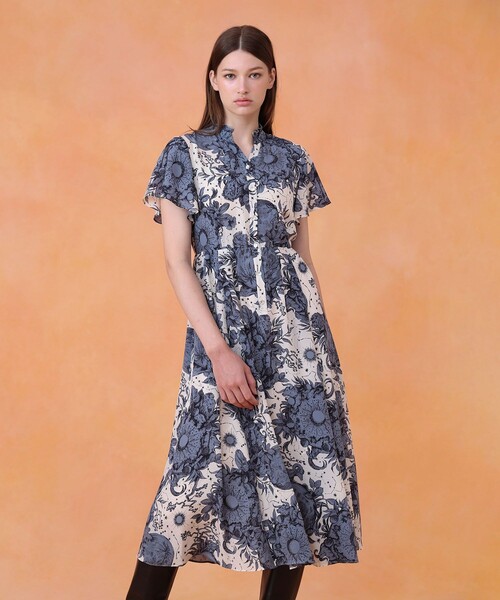 ANAYI 夏セール　80%OFF ーシャドーフラワープリントギャザーワンピース ANAYI 夏セール 80%OFF ーシャドーフラワープリントギャザー