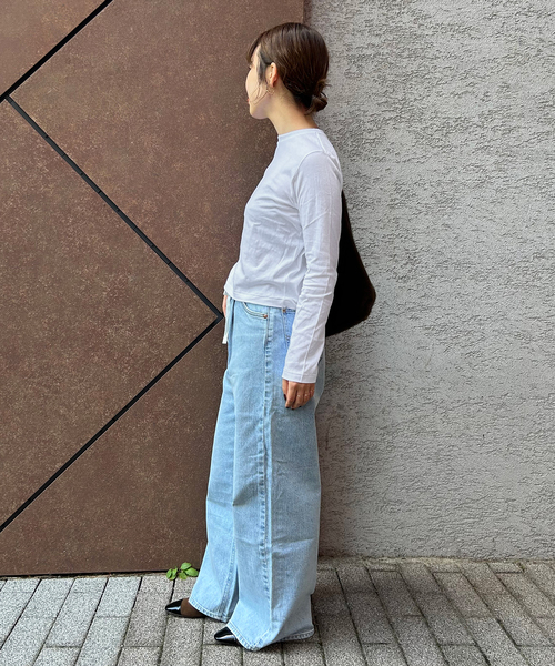 上下セット Hanes × DODOJEAN ロングワイドパンツ クロップT Hanes（ヘインズ） ロングワイドパンツ by THE DODO JEAN レディース