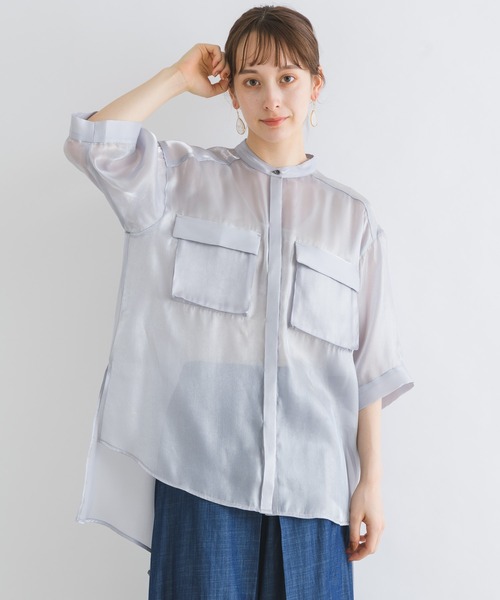 「KATHARINE ROSS」 7分袖ブラウス MEDIUM カーキ レディース_画像2