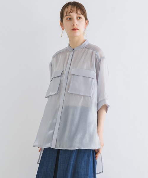 「KATHARINE ROSS」 7分袖ブラウス MEDIUM カーキ レディース_画像3