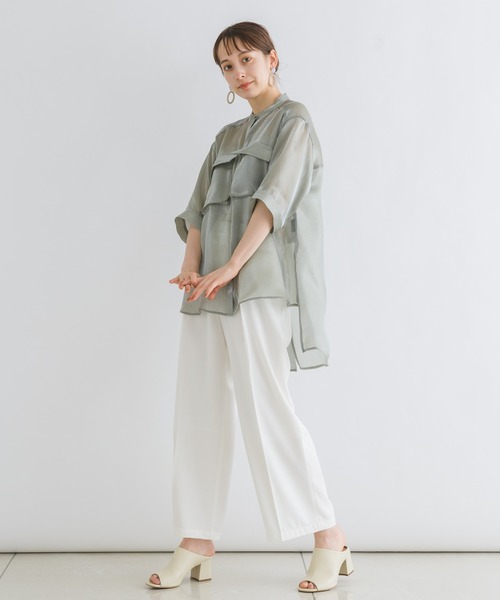 「KATHARINE ROSS」 7分袖ブラウス MEDIUM カーキ レディース_画像4