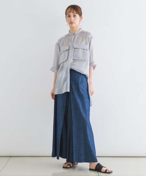 「KATHARINE ROSS」 7分袖ブラウス MEDIUM カーキ レディース_画像6