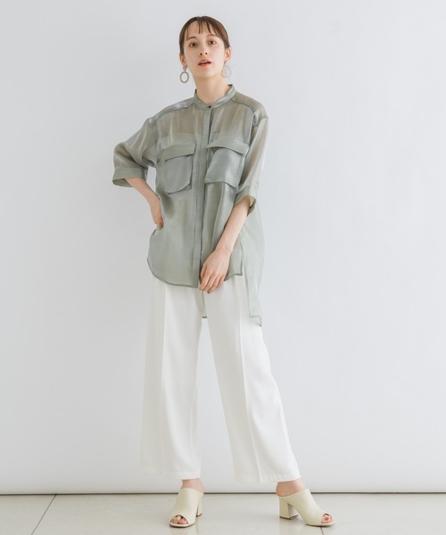 「KATHARINE ROSS」 7分袖ブラウス MEDIUM カーキ レディース_画像9